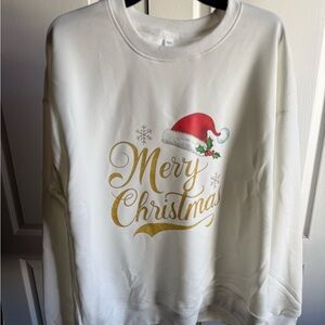 Merry Christmas Sweatshirt with Santa Hat